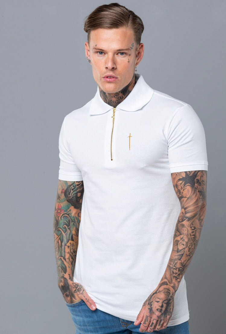 White and outlet gold polo shirt