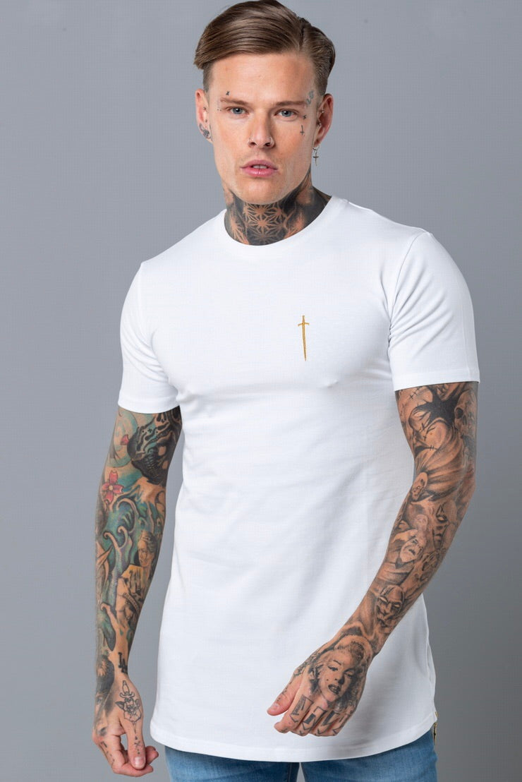 Sinner Crew Neck Tee - White & Gold