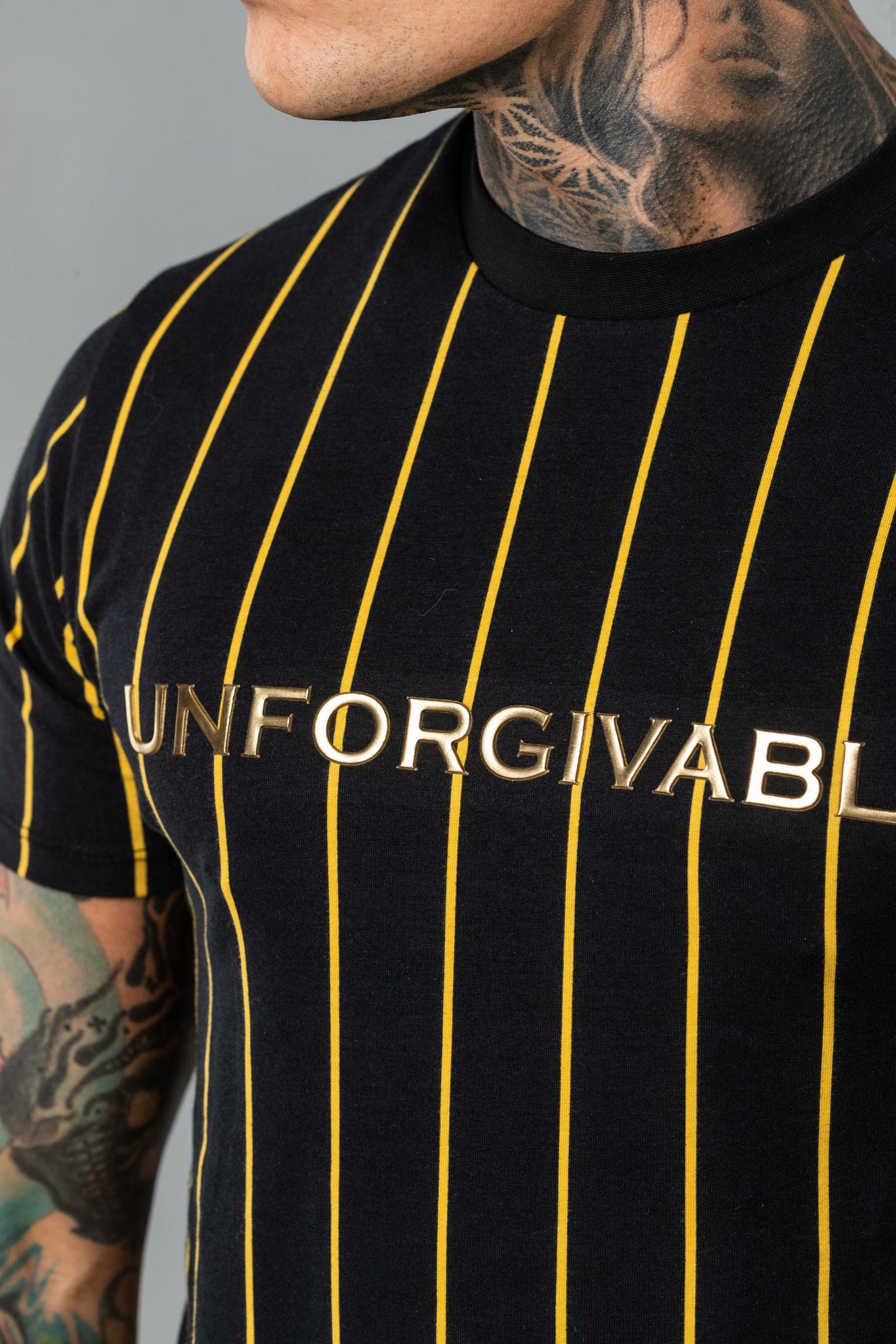 Pin Stripe Tee - Black & Gold