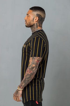 Pin Stripe Tee - Black & Gold