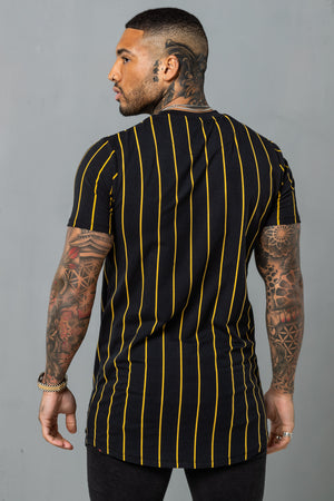 Pin Stripe Tee - Black & Gold