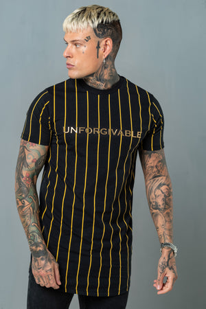 Pin Stripe Tee - Black & Gold