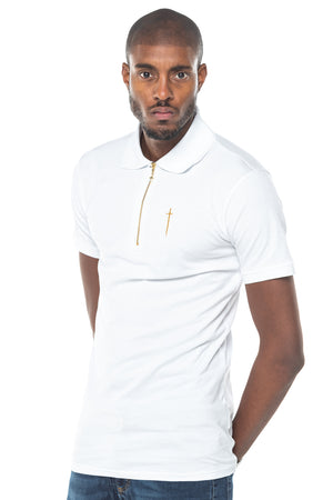 Envy Polo Shirt - White & Gold